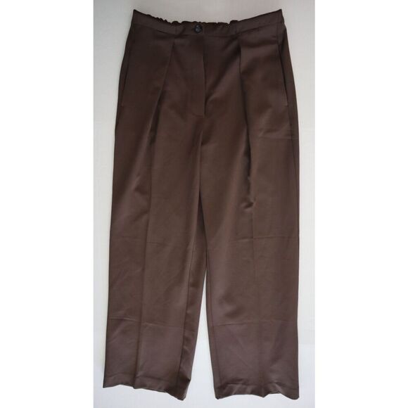 Free People OB2162963 Women's Sz XS Brown Pleated Front Straight Leg Pants - Picture 1 of 11
